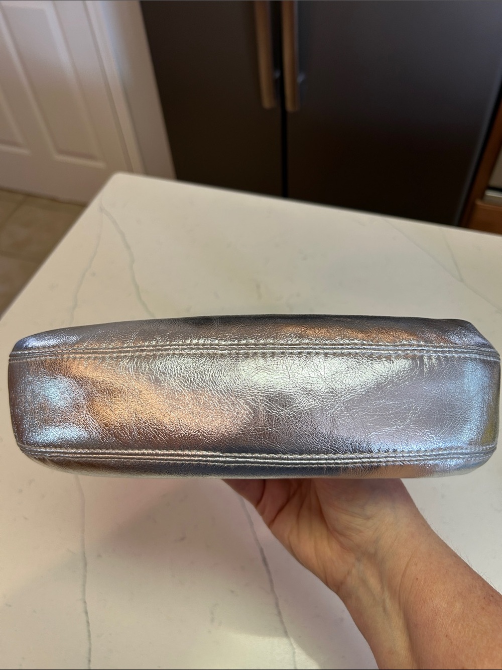 Zara Metallic Silver Crescent Shoulder Bag - Picture 3 of 13